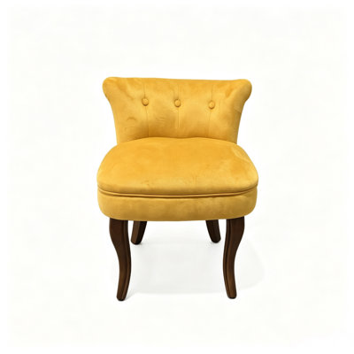 Upholstered Accent Stool with Solid Wood Legs