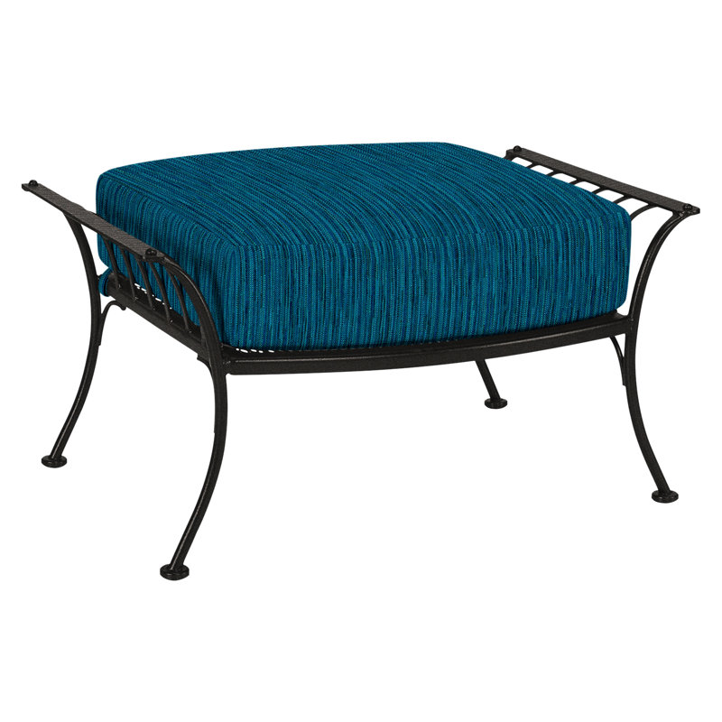 Monterra Outdoor Ottoman, Carbon Black, Sash Denim