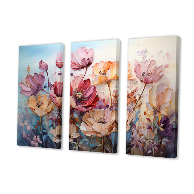 Ensemble de salon mauve et jaune avec tulipes mauves et harmonie, H 28 po x l 36 po x P 1 po