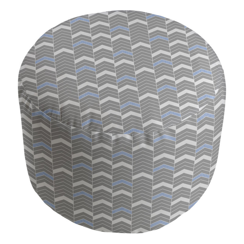 Upholstered Pouf, Blue Accent