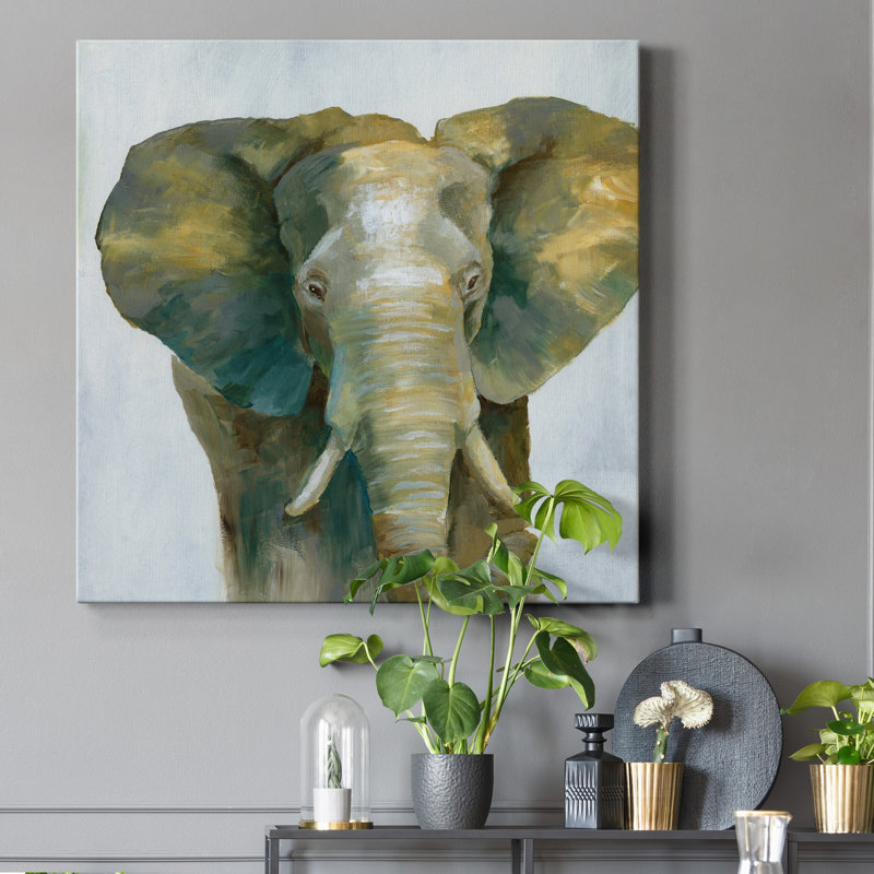 Jade Elephant - impression sur toile tendue, H 32 po x l 32 po x P 1 po