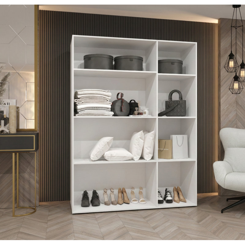 Manufactured Wood Wardrobe, white matt + handles: cashmere