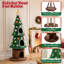 Arbre à chat de Noël de 168 cm avec 2 niches confortables, tour à chat d'intérieur moderne, système anti-basculement, poteaux à griffer recouverts de sisal, perchoirs moelleux et balles suspendues, arbre à chat festif idéal pour que les chatons puissent jouer et dormir.