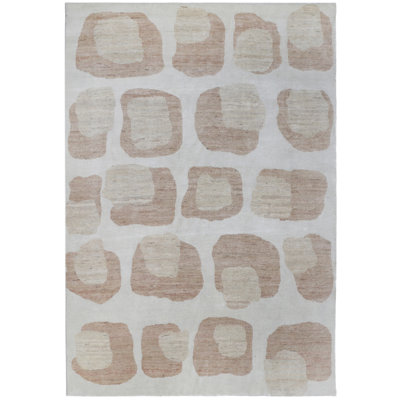 Tapis unique en laine noué à la main à motif abstrait Blush