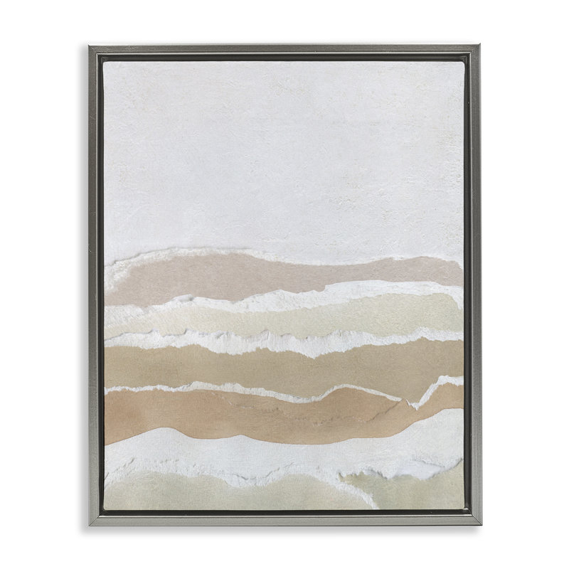 «Desert Dunes Abstraction Floater», art mural sur toile par Carol Robinson, H 31 po x l 21 po, Cadre flottant gris lustré