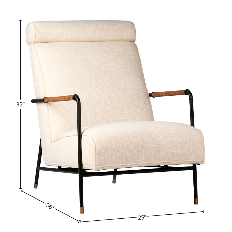 Chaise d'appoint rembourrée avec structure en acier noir et accoudoirs revêtus de cuir Jhancarros