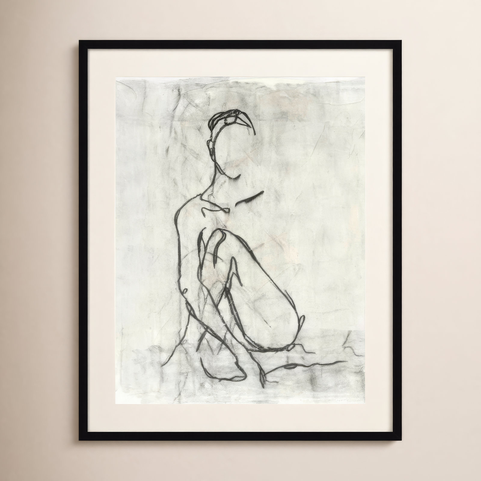 Embellished Nude Contour Sketch II by Ethan Harper, Black Framed Paper, 37" H x 31" W