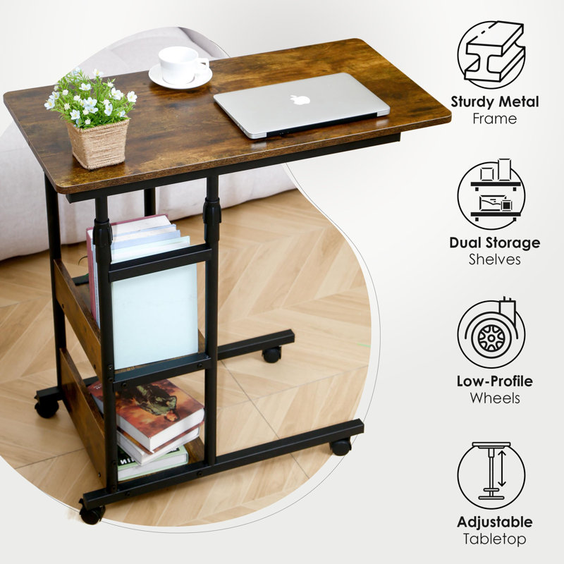 Rolling Bedside Table, Rolling Desk For Bed, C Table End Table, C Shaped Side Table, Over Bed Table, Adjustable Side Table, Bedside Desk, Bed Table With Wheels, Adjustable Couch Table, C Desk, Mobile