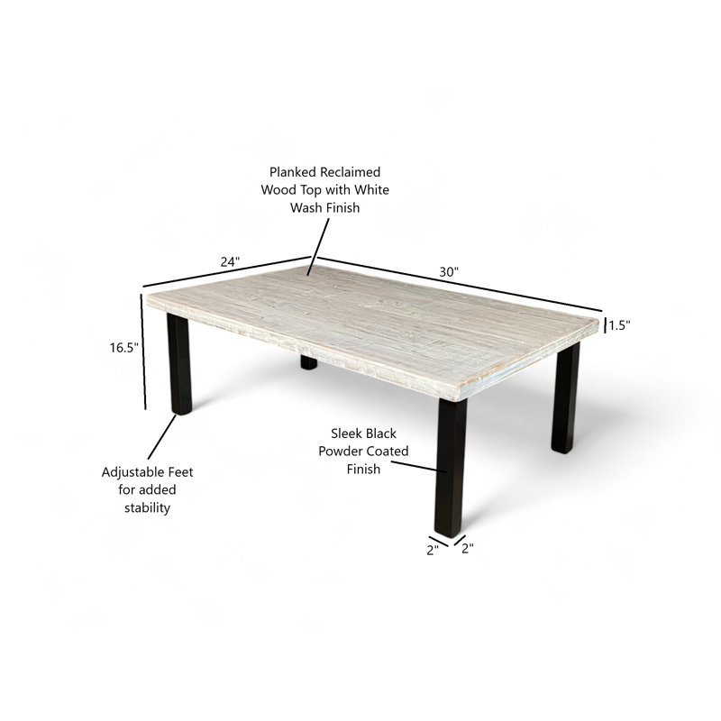 The Reclaimed Roots Coffee Table, 16.5" H x 24" L x 30" W, White