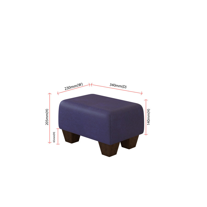 Beong Faux Leather - Mahogany Wood Chunky Legs, Blueberry Blue, Dark Brown