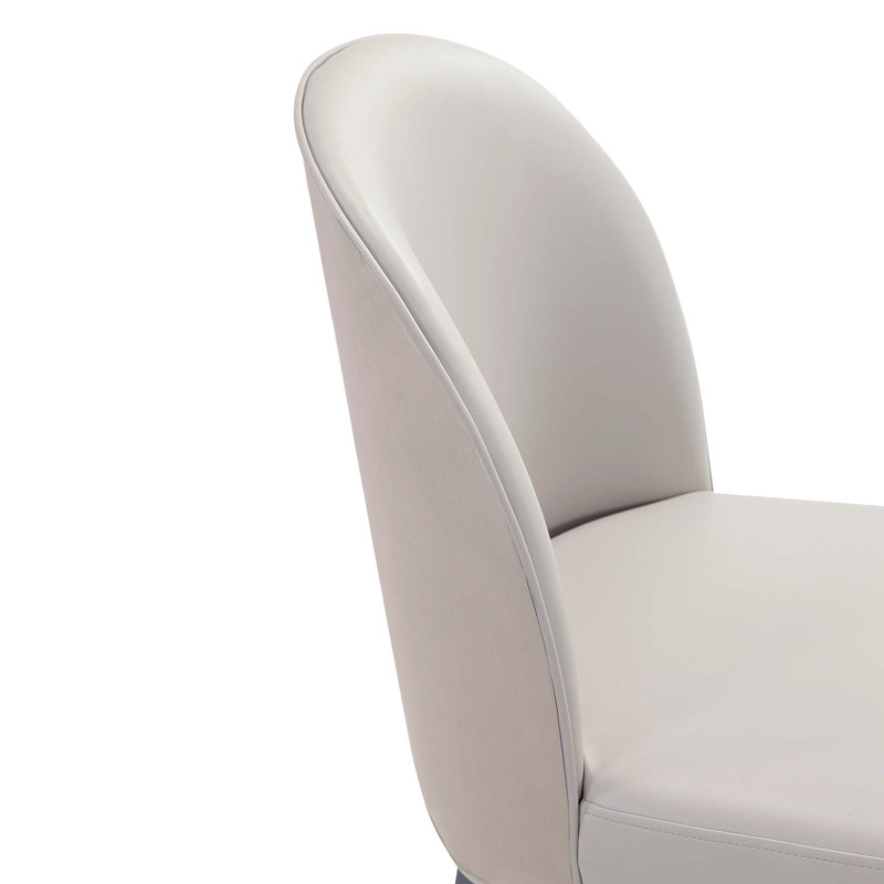 Chaise rembourrée en cuir de hêtre Hillman, Gris clair