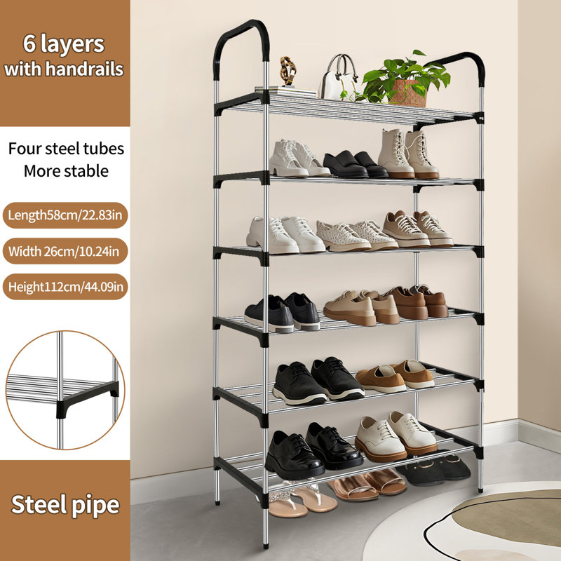  6-Tier Multifunctional Shoe Rack, Easy-to-Assemble Multi-Layer Shoe Storage Shelf for Hallways, Bedrooms, Bathrooms, Offices, and Living Rooms