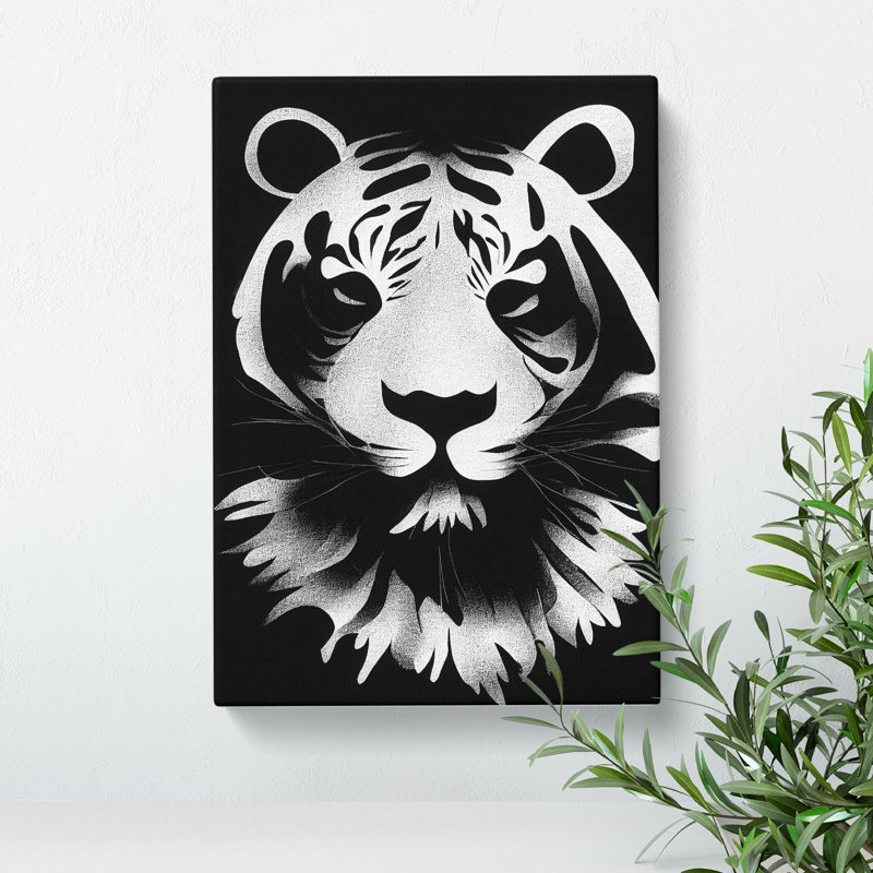Monochrome Tiger No.1 - Wrapped Canvas, 76cm H x 50cm W x 3cm D