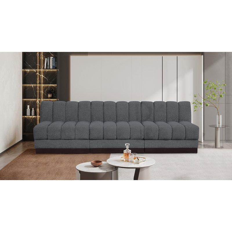 Canapé rembourré 96 po Quinn, Tissu gris chenille
