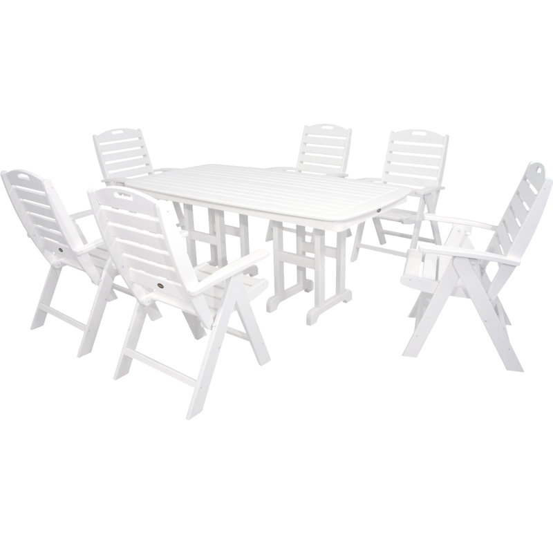 Ensemble de salle à manger à dossier haut Trex Yacht Club 7 pièces, Blanc classique