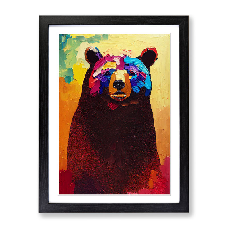 FRM-V0523-218X Bear Vol.1 - Single Picture Frame Print, 64cm H x 46cm W x 2cm D, Black Framed