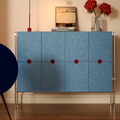 Modern Bauhaus Style Blue Storage Sideboard