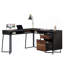 Bureau en L, finition noyer foncé