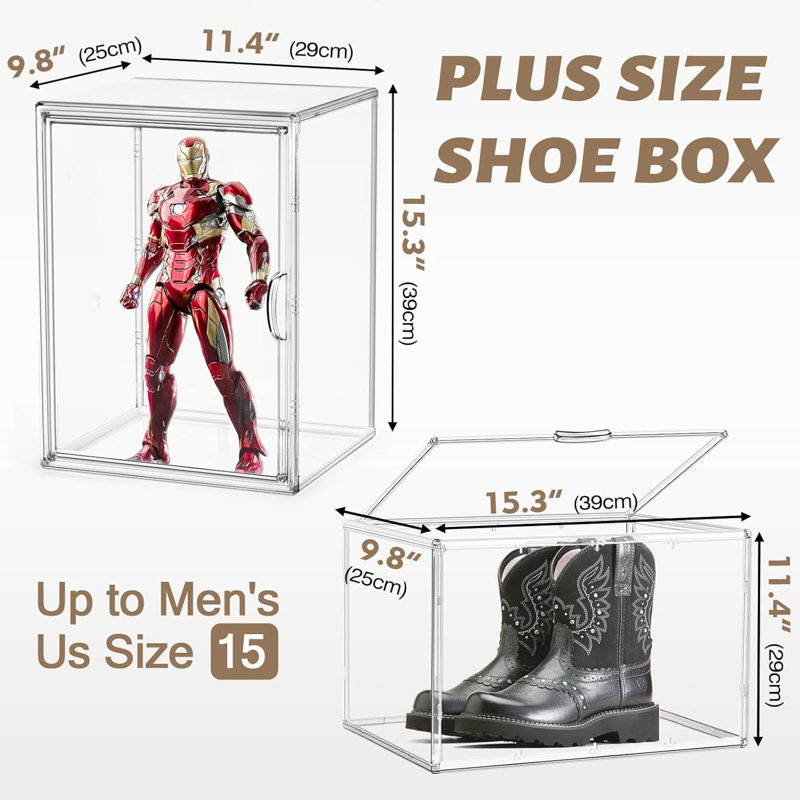 Xxl Clear Boot Storage Box Stackable Acrylic Display