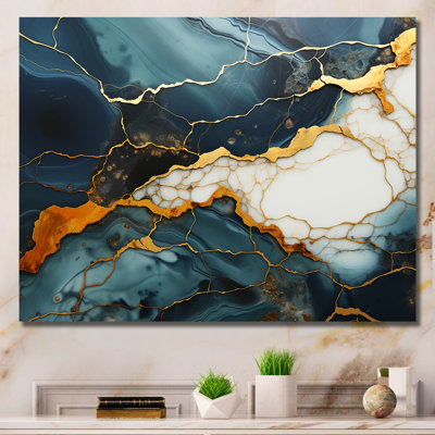 Gold And Green Serene Abstract Marble Dream I - Marble Wall Decor