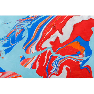 Liquid Marbling Acrylic Paint Background. 1 Piece Wrapped Canvas Wall Art