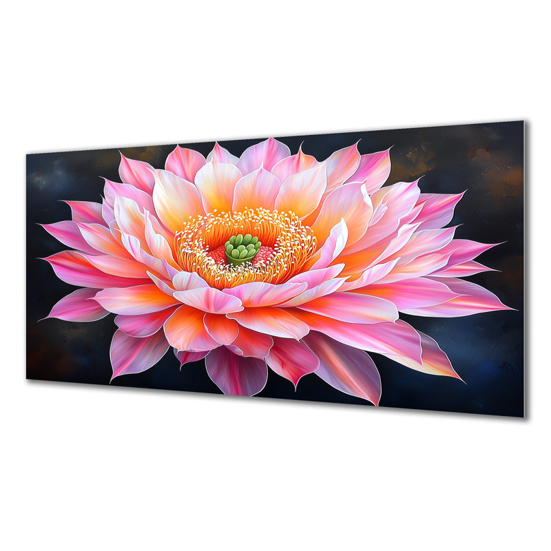 Cactus en fleurs dans le désert de Mojave II - décor floral en métal, imprimé floral de cactus, H 28 po x l 60 po x P 0,84 po