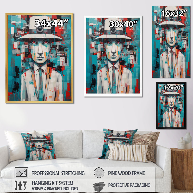 " Detective Pop Art Portrait ", 32" H x 16" W x 1" D, Wrapped Canvas