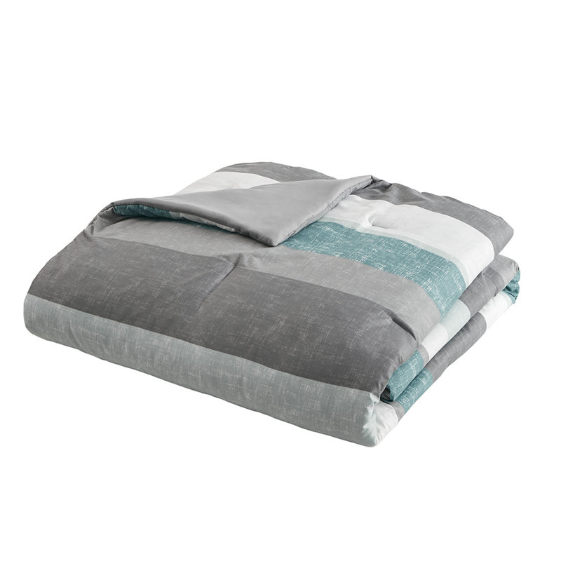 Ensemble d'édredon en polyester, Édredon de grande taille et 6 pièces supplément, Aqua/gris