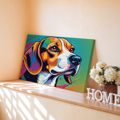 Reproduction d'art sur toile colorée pour chien, beagle coloré, Pop Art moderne pour salon, chambre à coucher, bureau, couloir, vestibule, galerie murale et décoration intérieure moderne