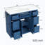 Meuble-lavabo sur pied avec lavabo en céramique, six tiroirs, tiroir central rabattable, portes doubles à fermeture amortie et porte-serviettes réversible, bleu marine-2131513480