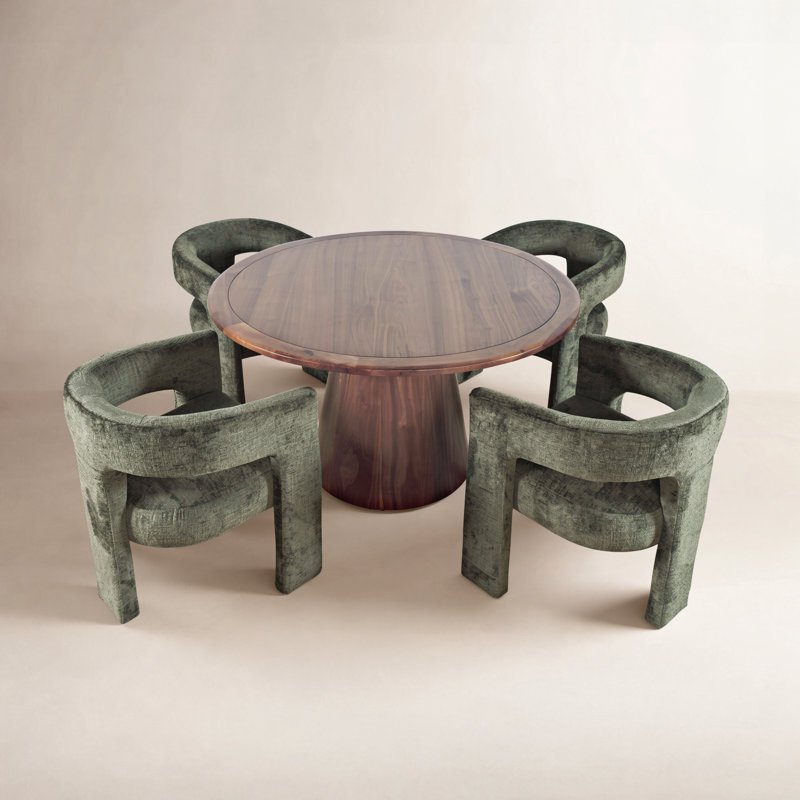Darlington 5-Piece Dining Set, Gwen Forest Microsuede, Walnut