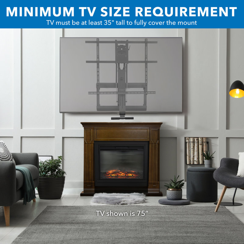 Mount-it Pull Down Fireplace Tv Mount For Tvs From 65 In. To 85 In., Black