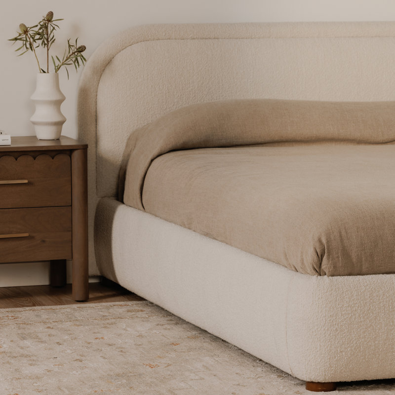 Shonda Upholstered Low Profile Platform Bed, Queen, Oatmeal