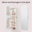 Organisateur de bijoux, armoire à bijoux à DEL fixée au mur / porte, grand miroir arrondi verrouillable avec rangement, miroir intérieur, 3,9 po x 16,5 po x 55 po