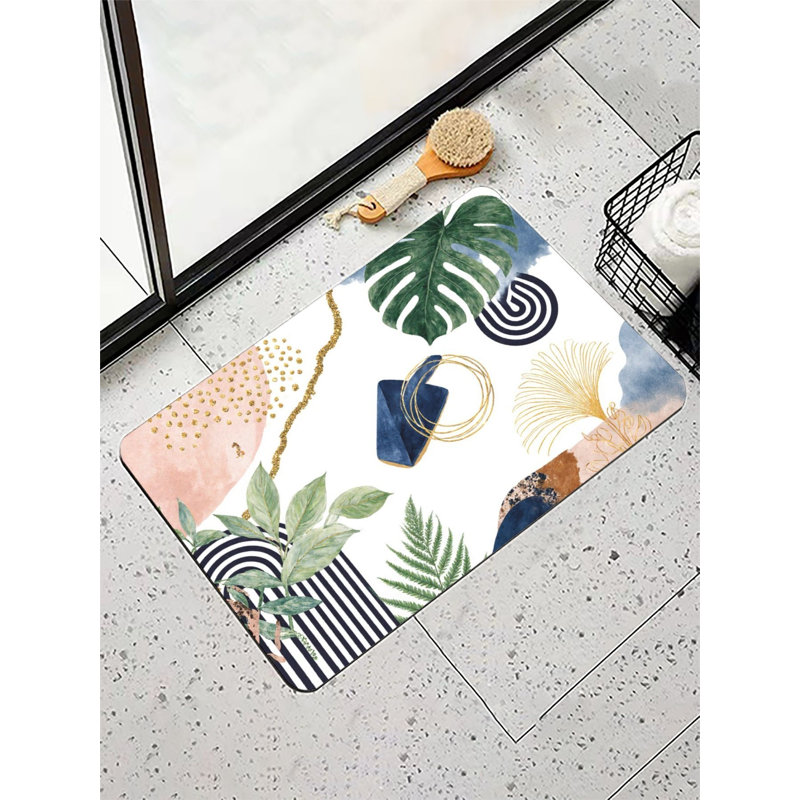 Tapis de bain Boho Tropical Leaf & Gold, 36 W x 24 L