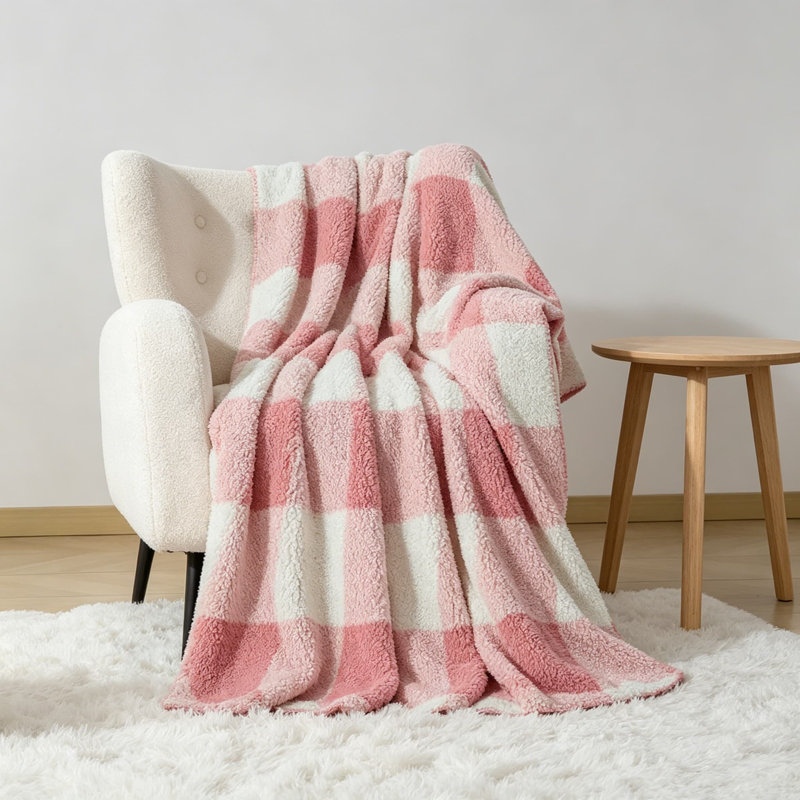 Jeté Sherpa, L 60 po x l 50 po, Rose