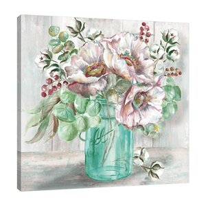 One Allium Way® Poppies In A Mason Jar On Canvas Painting | Wayfair