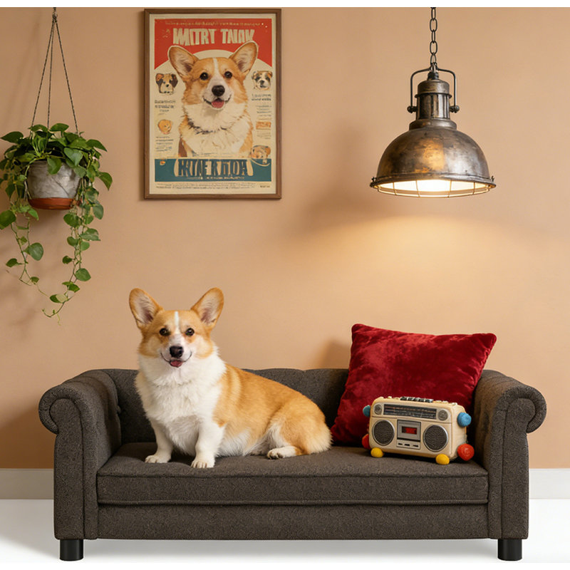 Canapé-lit pour chien durable, Marron foncé