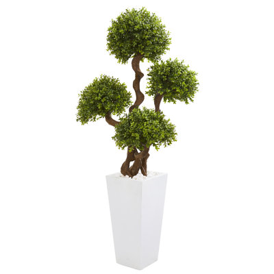55'' Faux Boxwood Topiary in Earthenware Planter