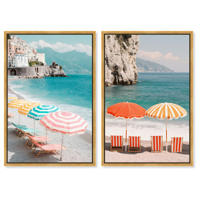 Ensemble de décoration murale pour salle de bain Coast Bliss par Art Remedy, cadre doré, 16 x 24