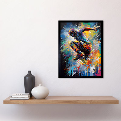 Parkour Paint Splat Portrait Jump Action Shot - Single Picture Frame Print
