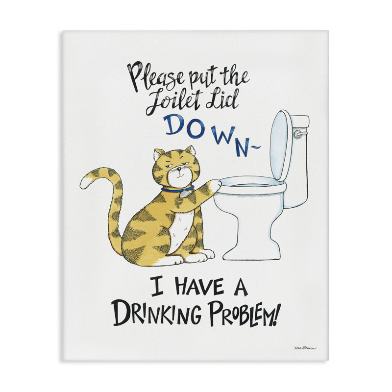 "Drôle de chat et de toilette" par Deb Strain, H 48 po x l 36 po