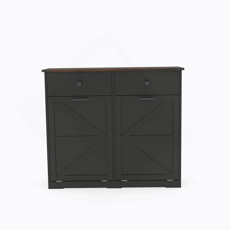 Armoire poubelle double inclinable Farmhouse Blue, Noir