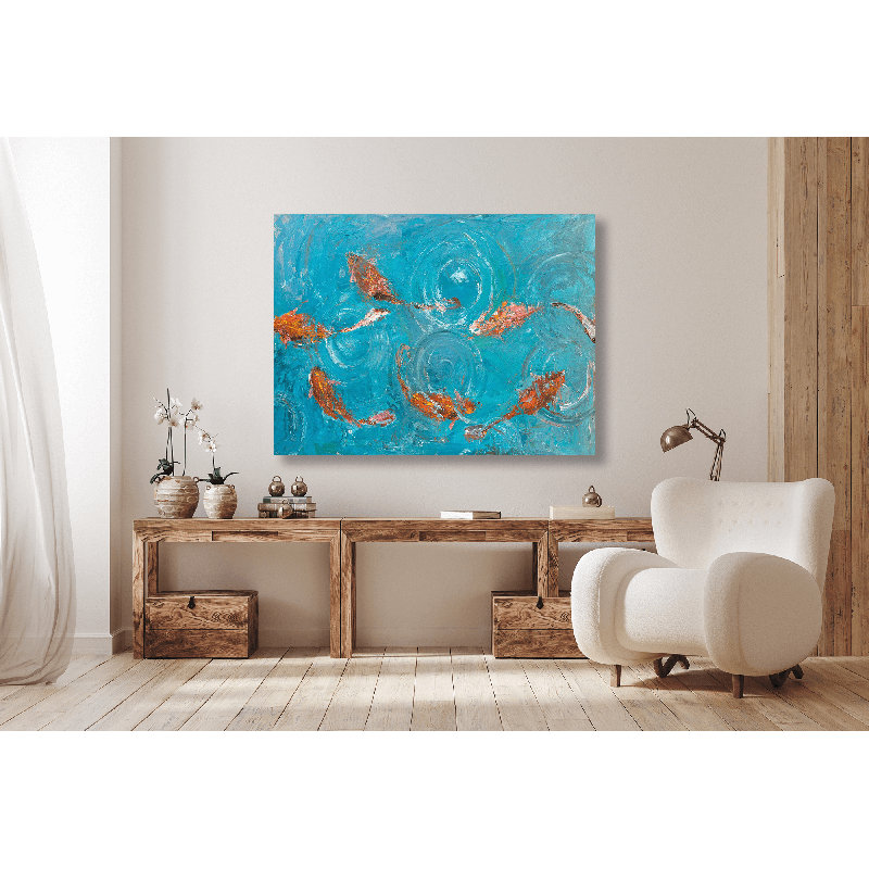 Koi Pond Print by John Beard, 30" H x 40" W x 1.5" D, Unframed