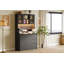 Armoire de cuisine, armoire de rangement de 71 po de hauteur avec portes et tablettes réglables, huche de rangement de cuisine avec tablette à micro-ondes, lumières DEL et station de charge, armoire de coin, noir-2098038678