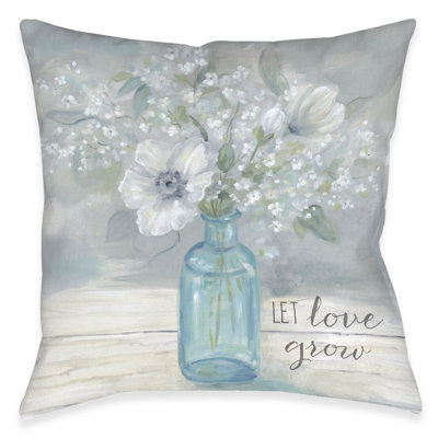 Let Love Grow Floral Throw Pillow