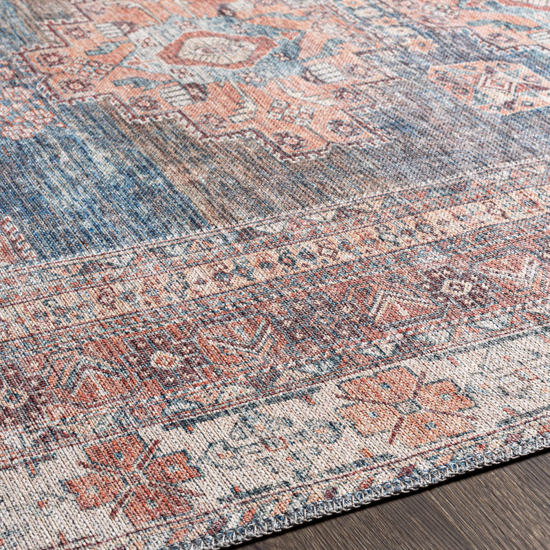 Amneris Machine Washable Traditionnal Boho Coral Runner Rug, Rectangle 120 x 170cm