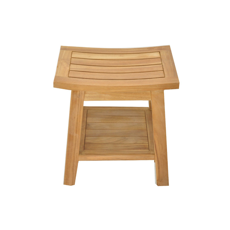 Spateak Grade-A Teak Wood Barcelona Shower Seat 18" Outdoor Patio Stool Bench