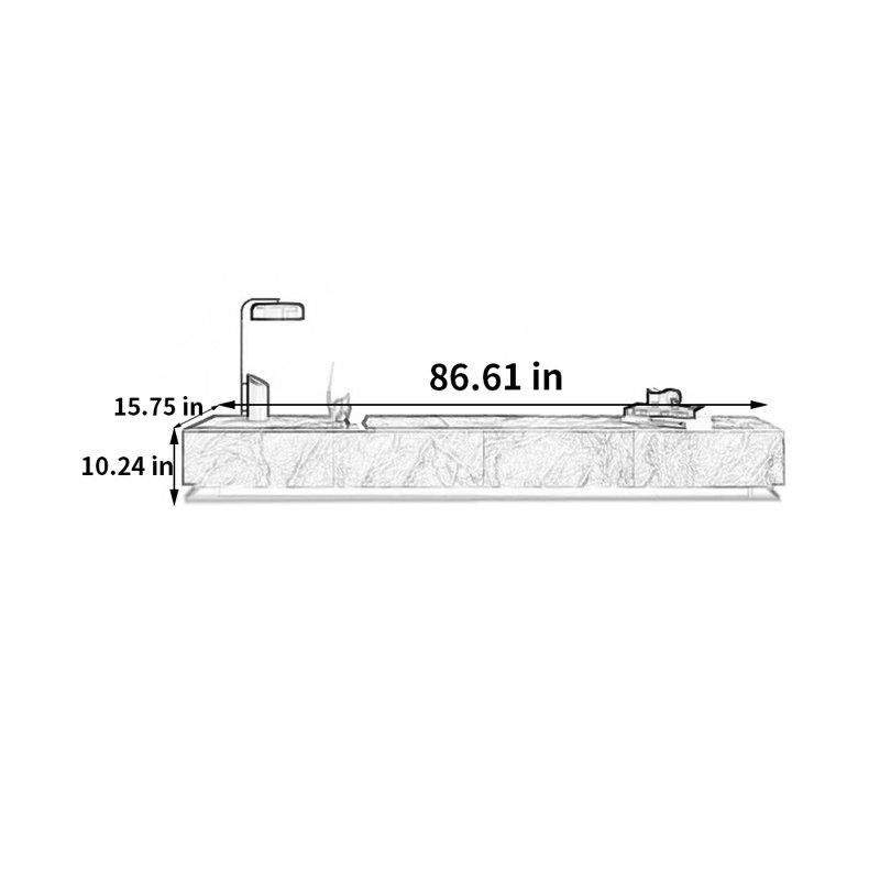 Meuble télé Modern, H 10,24 po x L 86,61 po x l 15,75 po