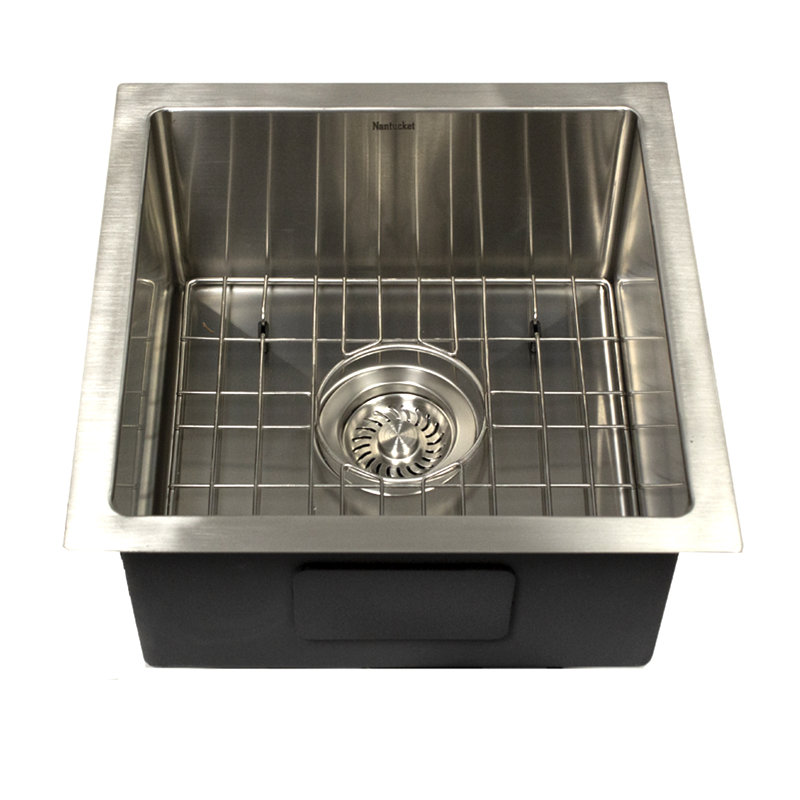15 Inch All Weather Collection Square Undermount Small Radius Stainless Steel Bar/Prep Sink